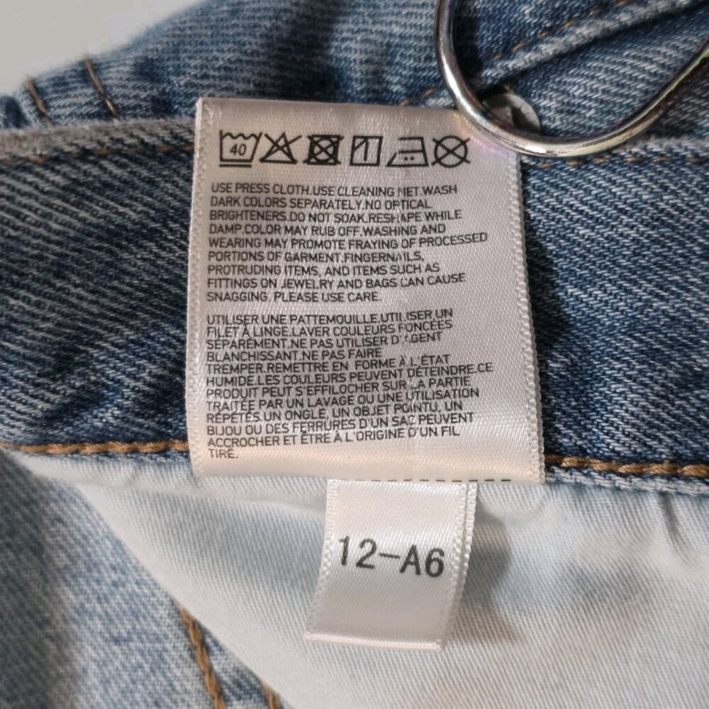 Uniqlo Blue Denim Short Women 32 Cotton Beach Hippie Cottage Casual Zip Fly Boho - Picture 12 of 14
